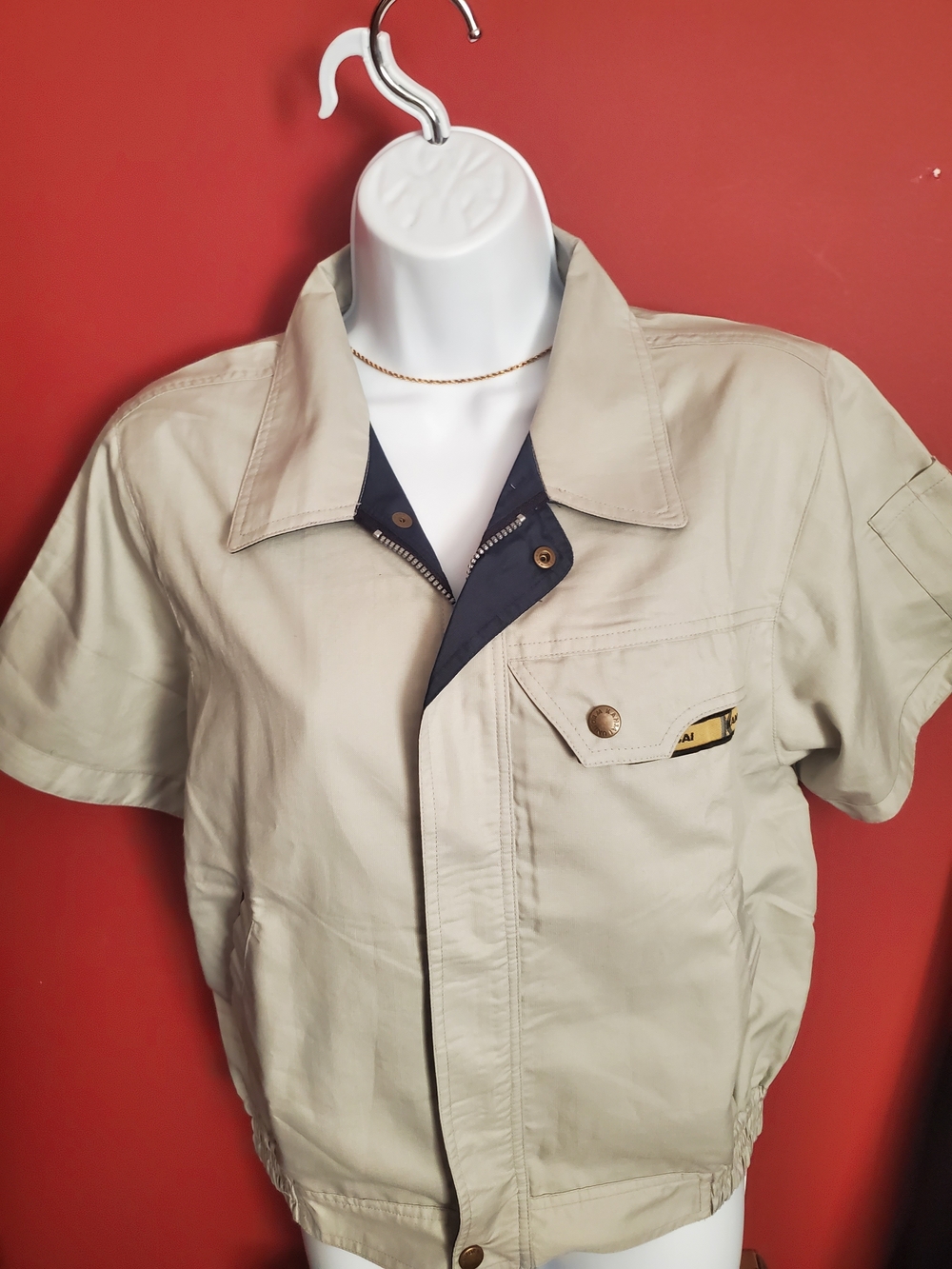 Kansai Japanise stile Men's  Short-Sleeve Work Jacket with Navy Trim.